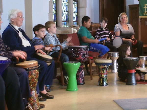 [IMAGE: church drum circle 2]